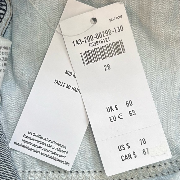 ABERCROMBIE & FITCH Denim Skirt Mid Rise Dark Wash NWT Size 28 - Picture 6 of 10